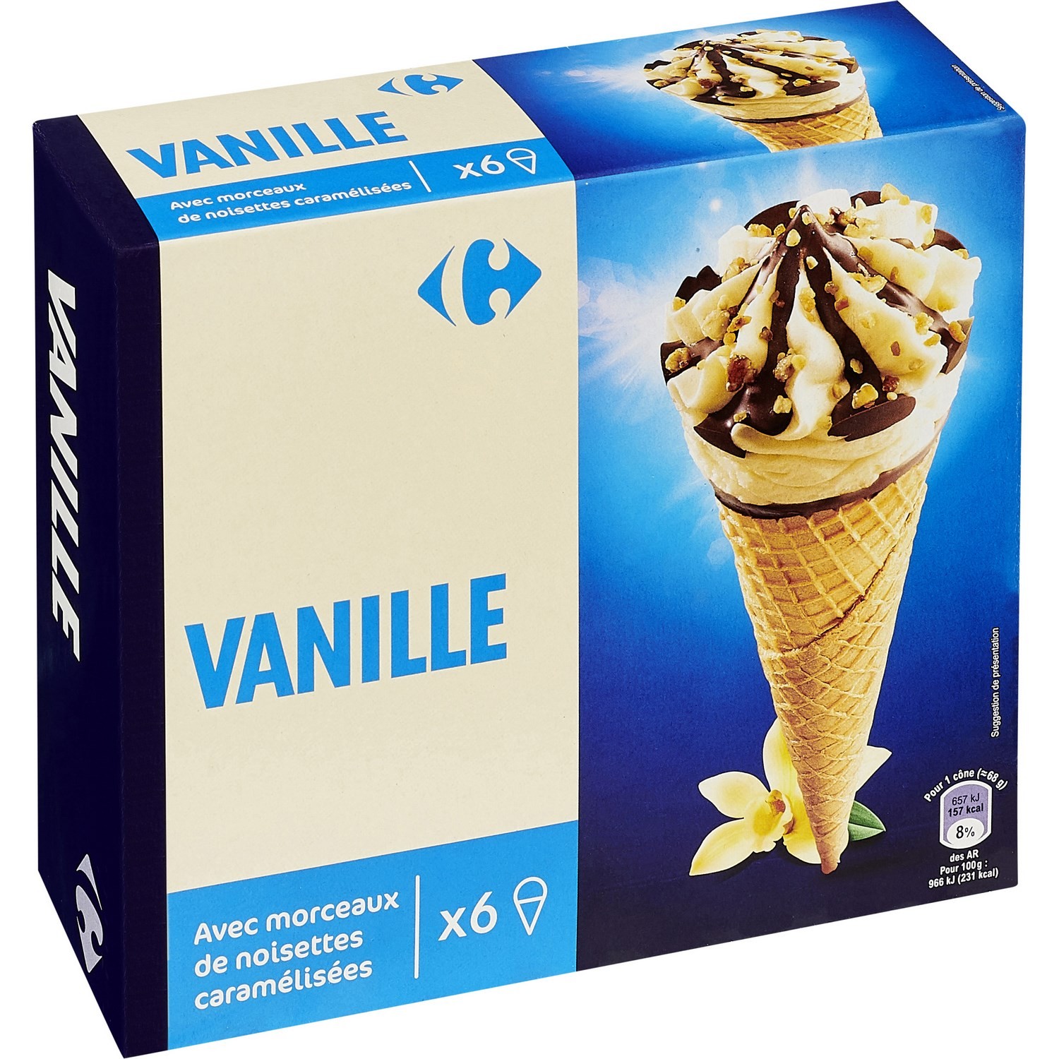 Glaces cônes vanille CARREFOUR