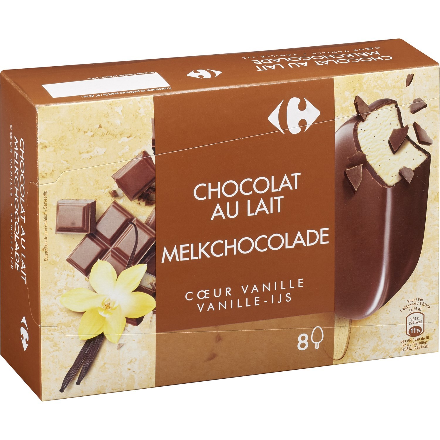 Glaces chocolat au lait vanille CARREFOUR