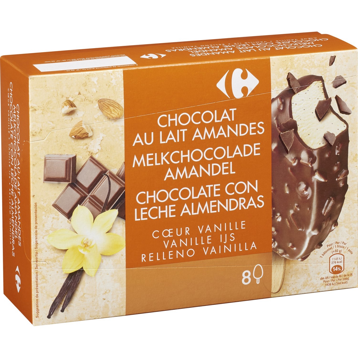 Glaces chocolat au lait amandes CARREFOUR