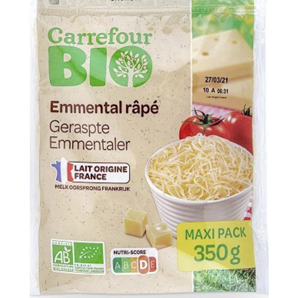 Emmental râpé
"Maxi pack" 3560071253721 CARREFOUR BIO