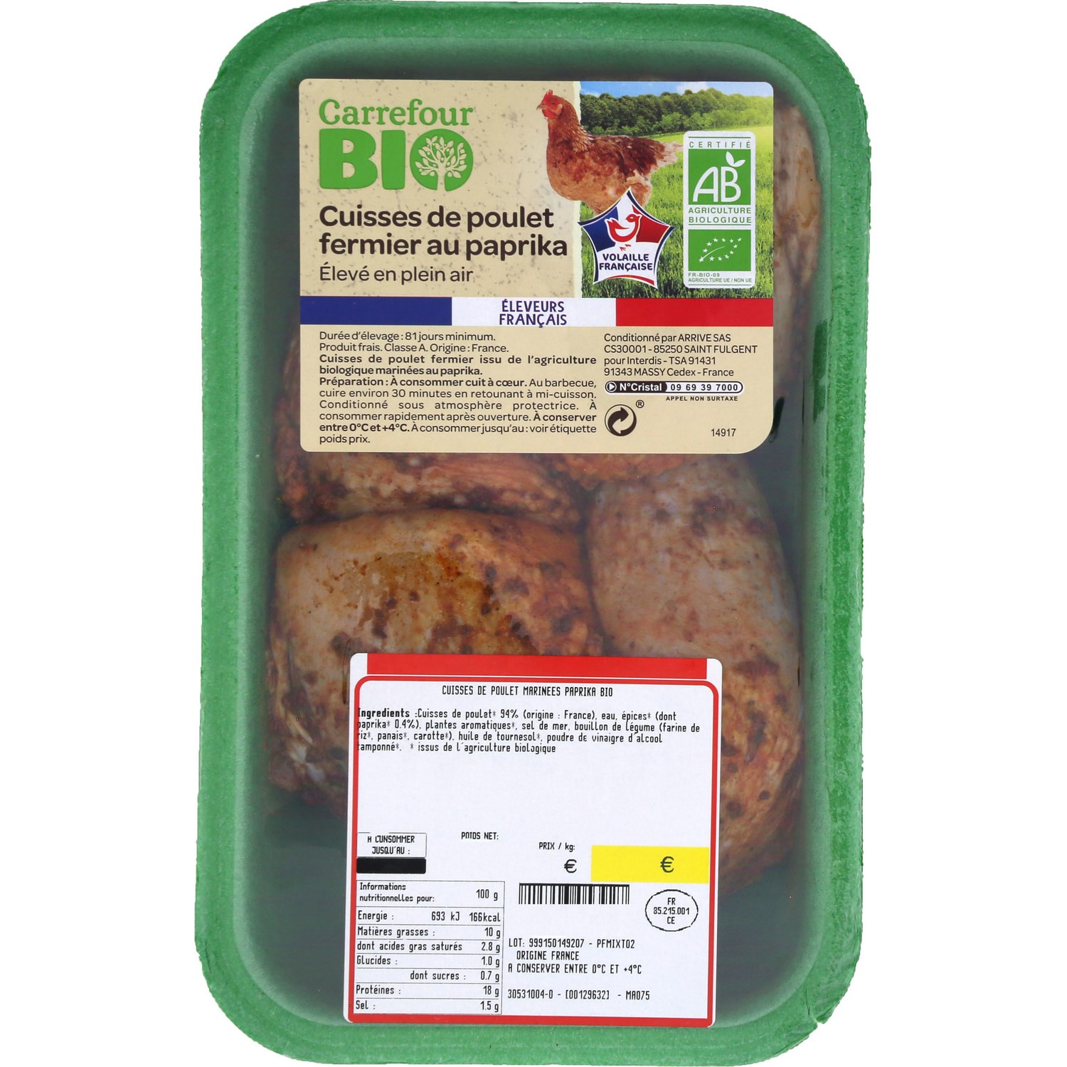 Cuisses de poulet bio au paprika CARREFOUR BIO