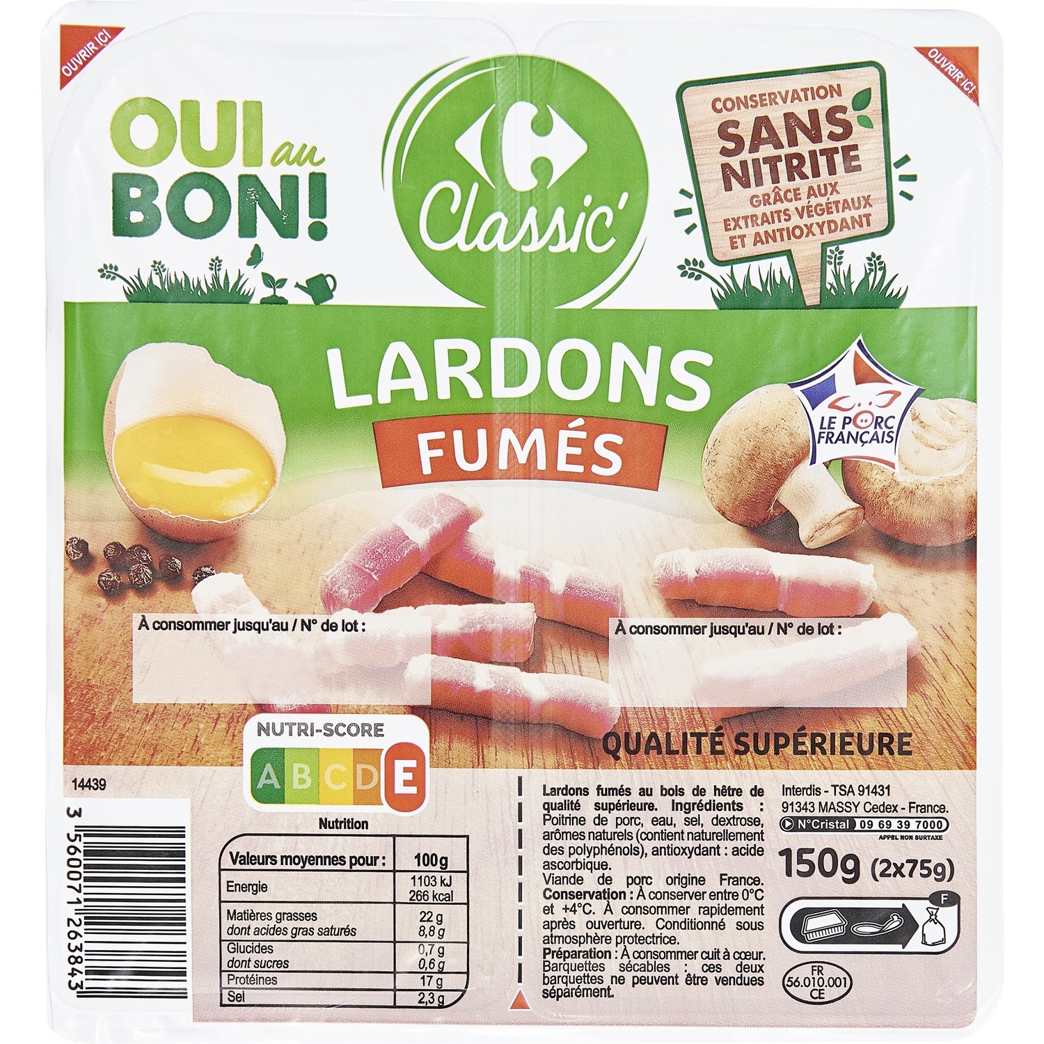 Lardons fumés CARREFOUR CLASSIC'