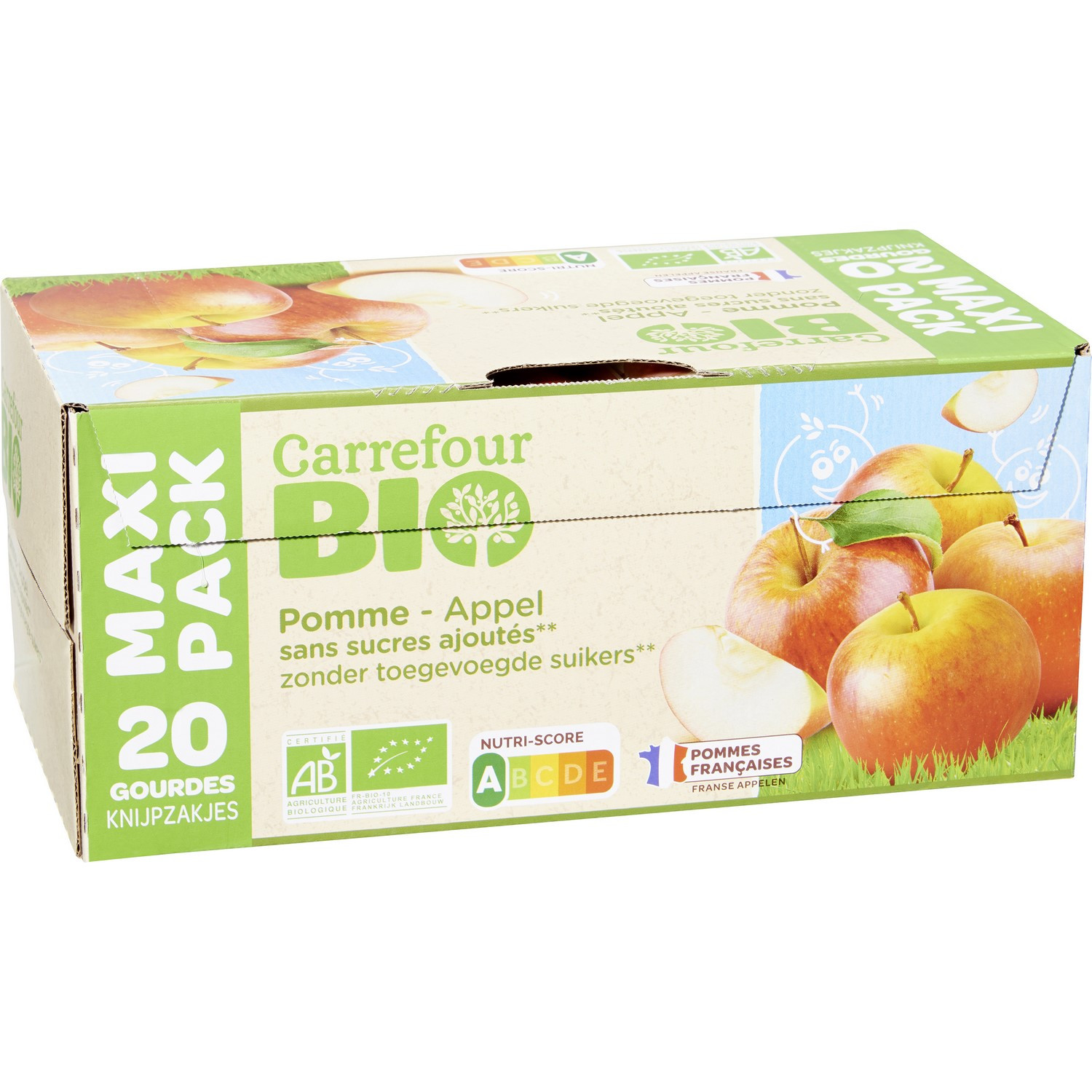 CARREFOUR BIO Purées de pomme bio sans sucres ajoutés CARREFOUR BIO code EAN 3560071264703 