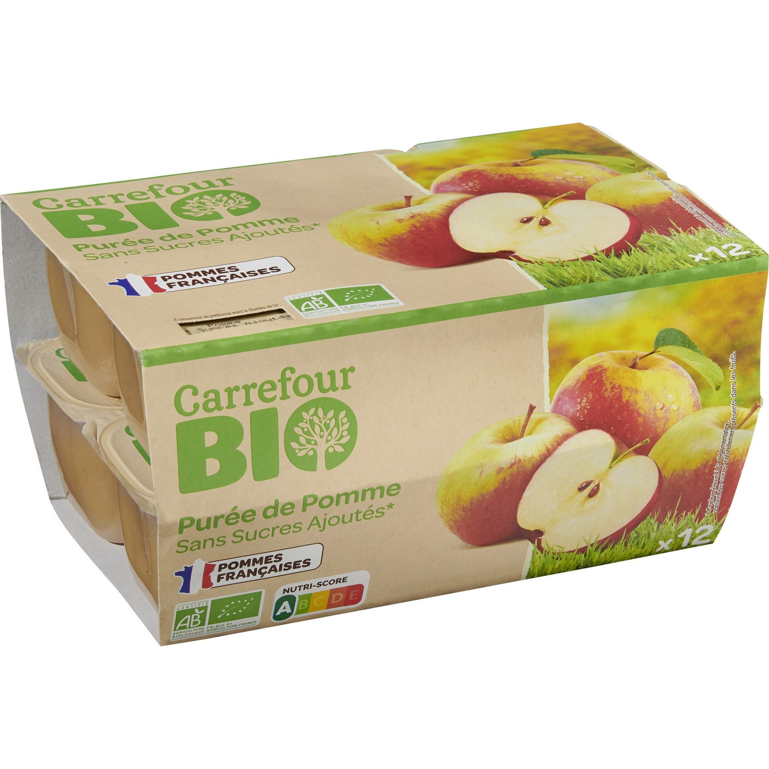 Dessert bio pomme s/sucres ajoutés CARREFOUR BIO