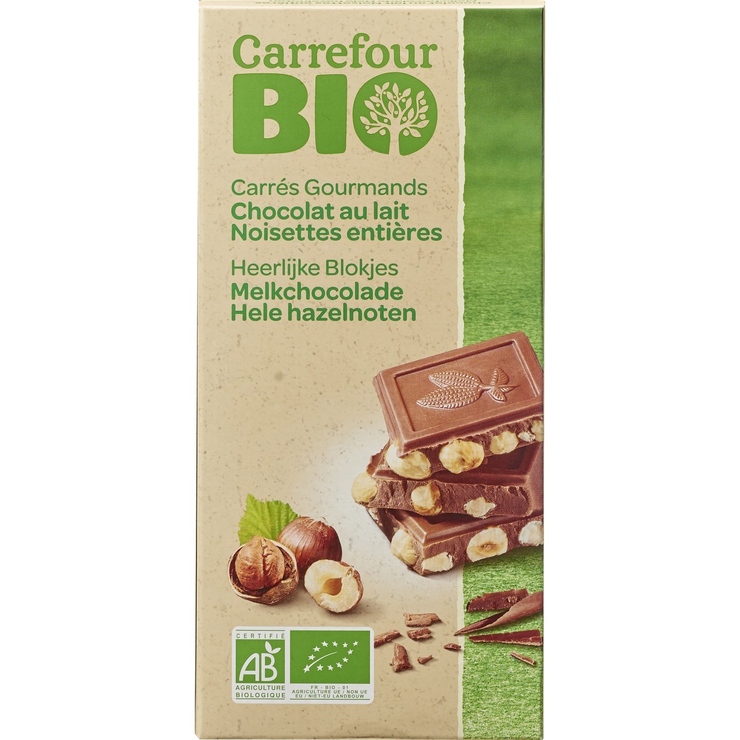 Chocolat bio au lait et noisettes CARREFOUR BIO