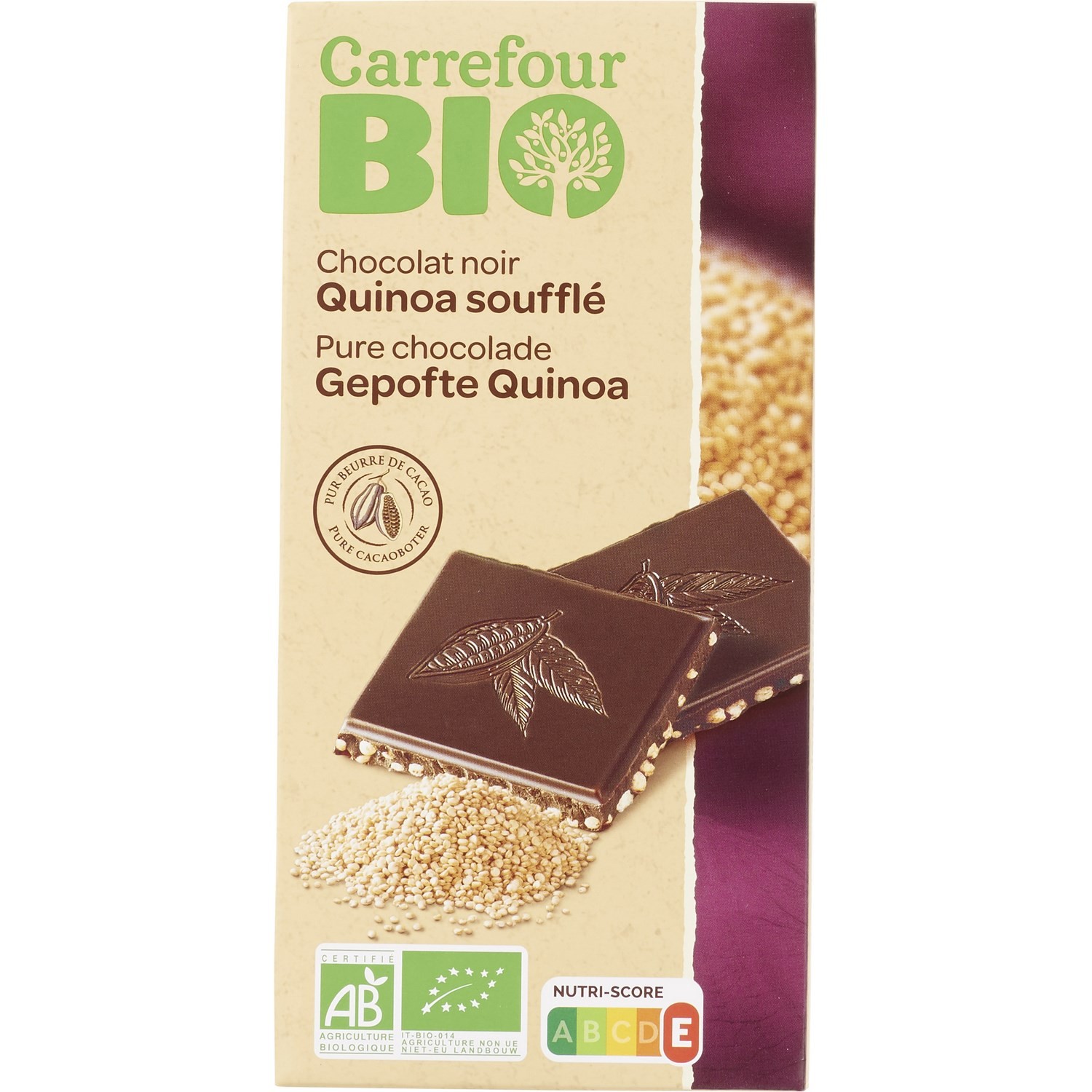 Chocolat noir quinoa soufflé CARREFOUR BIO