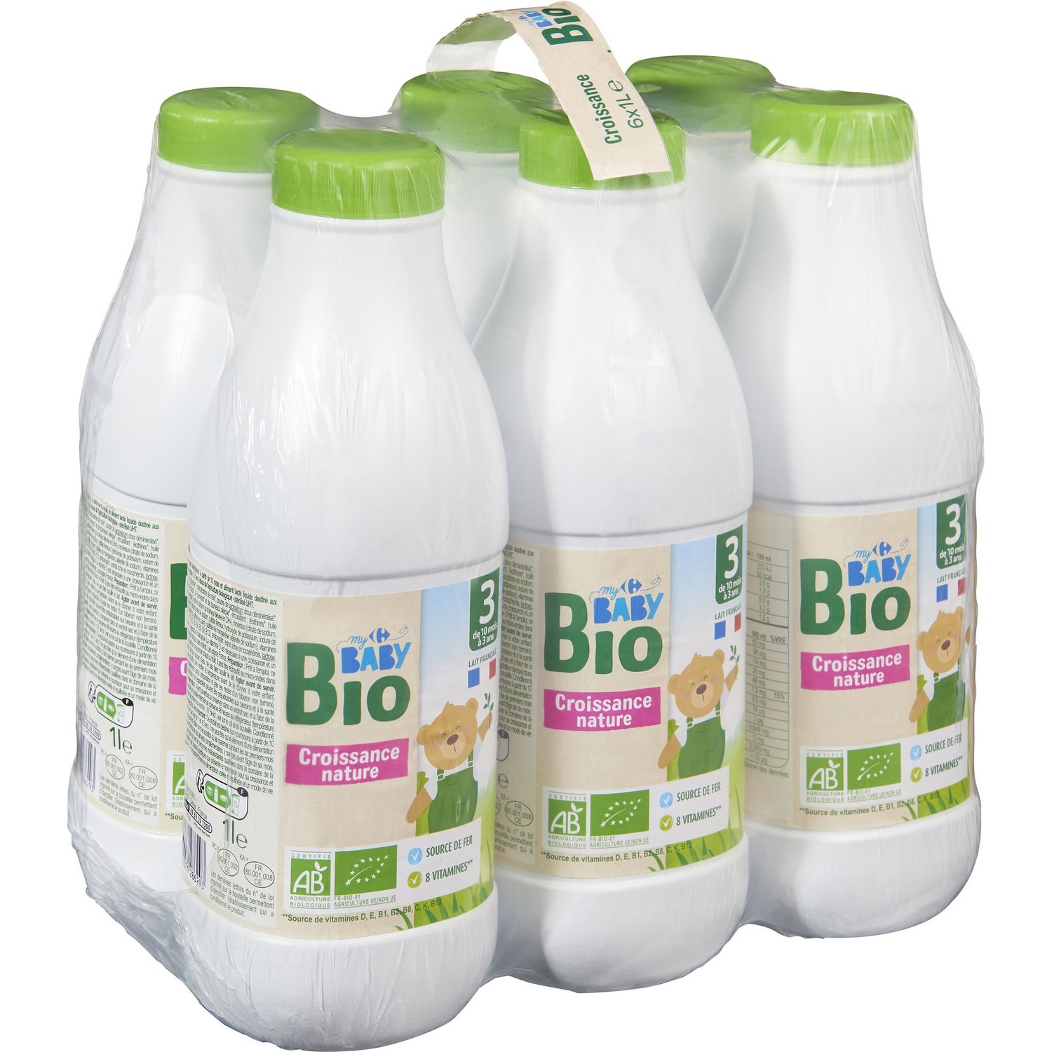 Lait liquide bio, 10 mois à 3 ans CARREFOUR BAB...