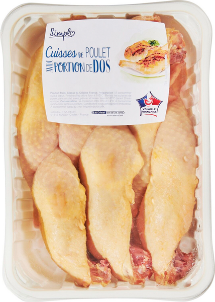 Cuisses de poulet avec portion de dos