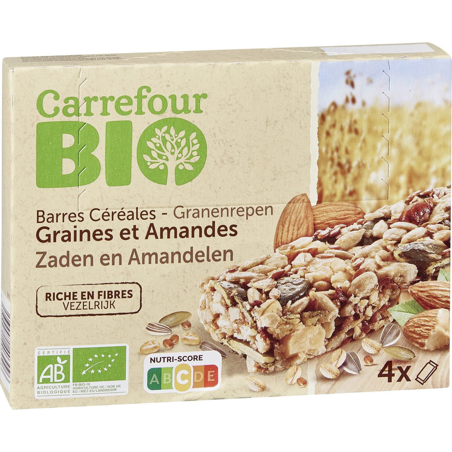 Barres graines et amandes CARREFOUR BIO