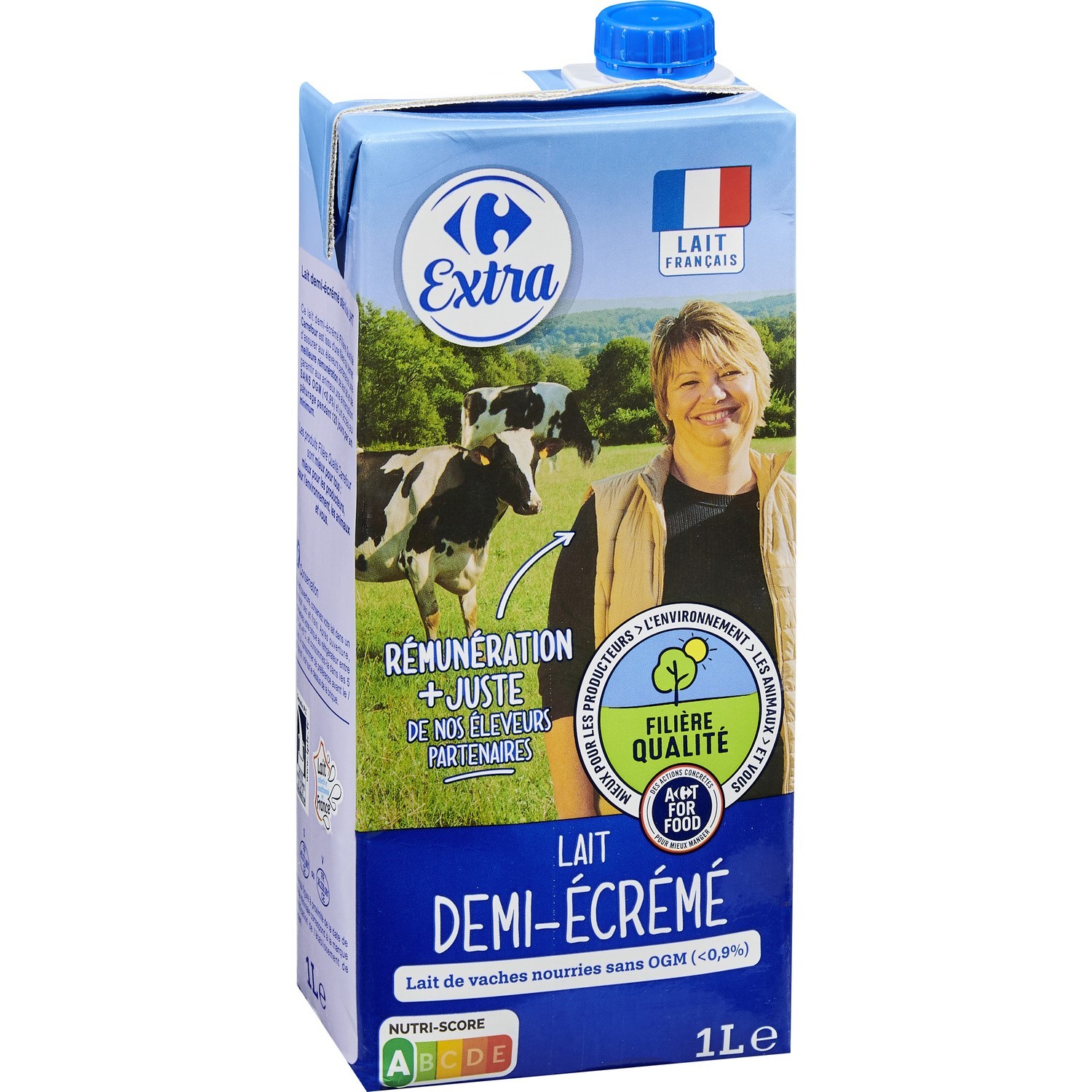 CRF EXTRA FQC Lait demi-écrémé CARREFOUR EXTRA code EAN 3560071411091 