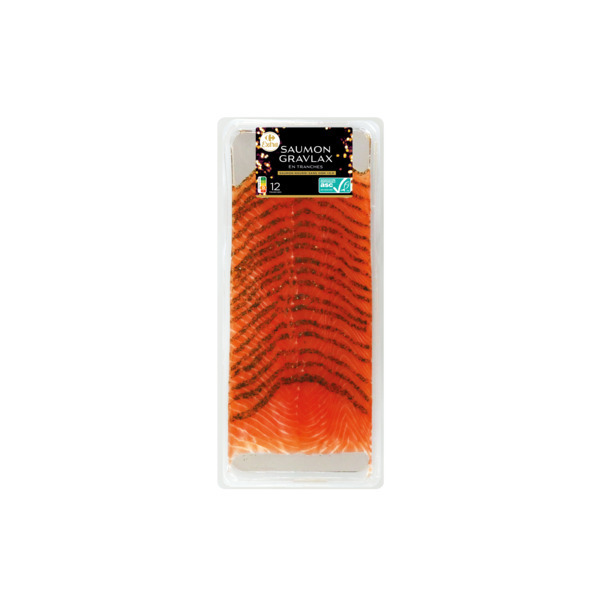 CARREFOUR EXTRA Saumon Gravlax ASC mariné code EAN 3560071415600 