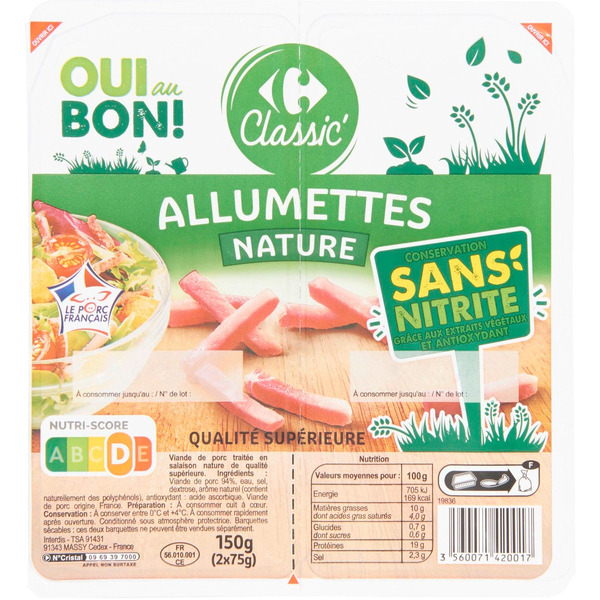 Allumettes sans nitrite