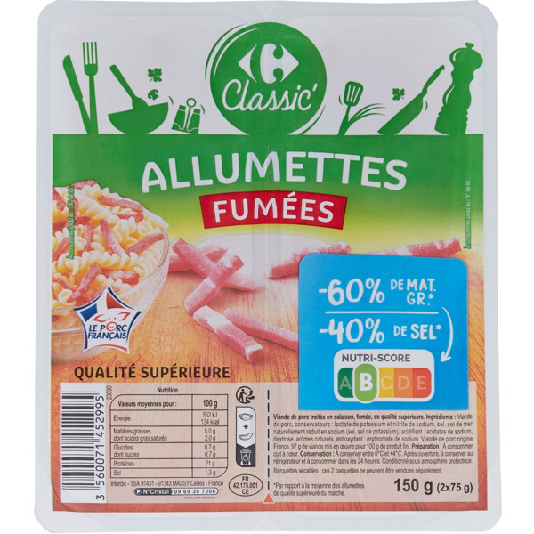 CARREFOUR CLASSIC' Allumettes code EAN 3560071452995 