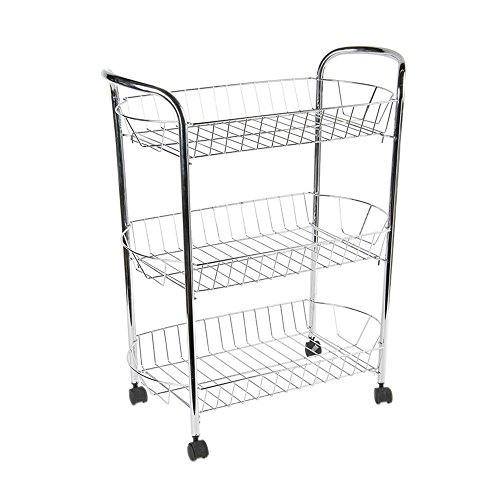 Rangement 3 étagères en métal chromé - Resserre...