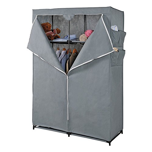 Armoire de rangement 2 étagères et penderie - g...