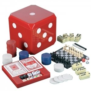 JJa Coffret noir de 6 jeux echec dame dominos jeton poker des cartes backammon ref 1034490875 code EAN 3560238511282 