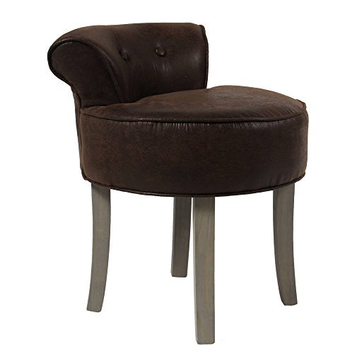 Tabouret avec dossier - Aspect CUIR VIEILLI - c...
