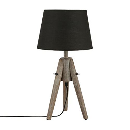 Lampe à poser - Trépied en bois effet cérusé et...
