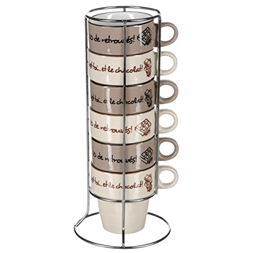 Set de 6 tasses imprimées sur support métal - C...