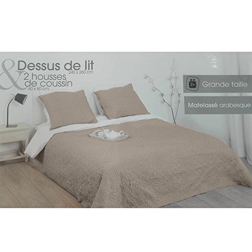 Dessus de lit 240 x 260 cm Arabesque Lin + 2 taies