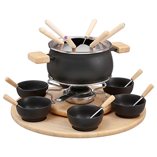 Coffret de service à fondue avec plateau tourna...