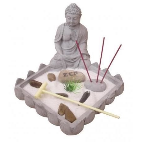 Coffret Jardin ZEN plateau surmonté d'une statu...