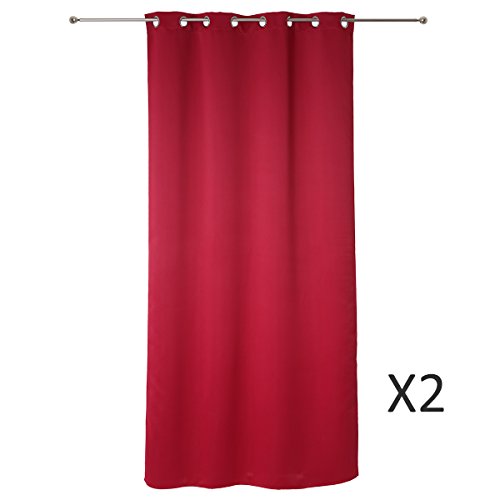 Lot de 2 Rideaux à oeillets occultant Framboise