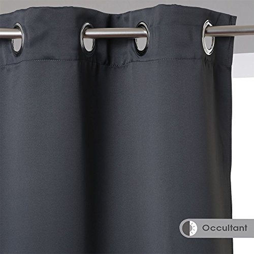 Lot de 2 Rideaux à oeillets occultant Gris Foncé