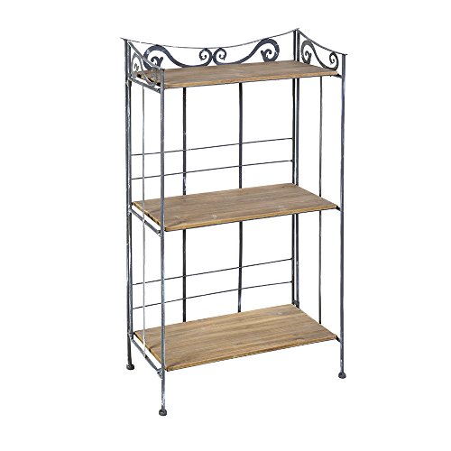 Étagère 3 niveaux en métal et bois MDF - Hauteu...