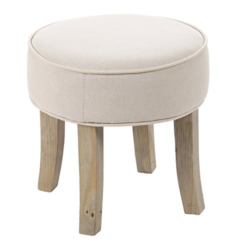 Tabouret Pouf rond - LIN et COTON - coloris BEIGE