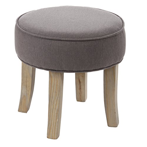 Tabouret pouf rond - LIN et COTON - coloris GRI...