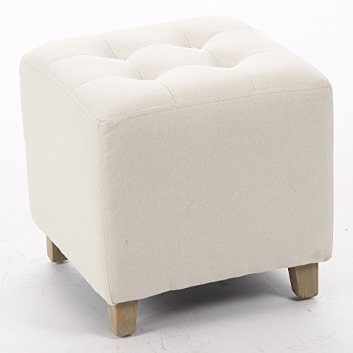 Pouf carré - LIN et COTON - Coloris BEIGE