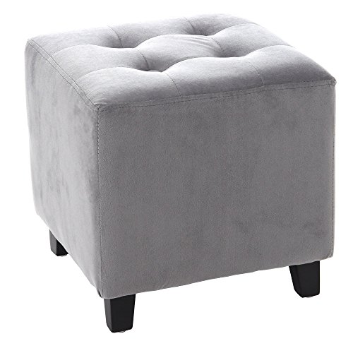Pouf carré - Aspect VELOURS - coloris GRIS