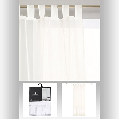 Lot de 2 rideaux voilage à pattes - Prêt à pose...