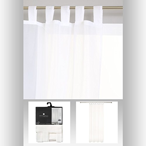 Lot de 2 rideaux voilage à pattes - Prêt à pose...