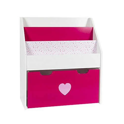 Bibliotheque en bois pour enfant - Rose et blanche