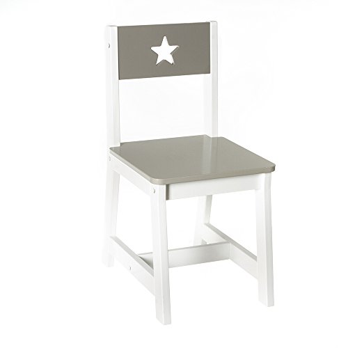 Chaise pour enfants en bois taupe et blanche