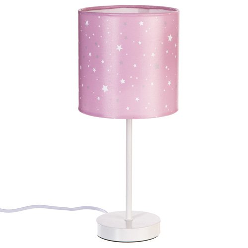 Lampe de chevet abat jour rose clair étoilé