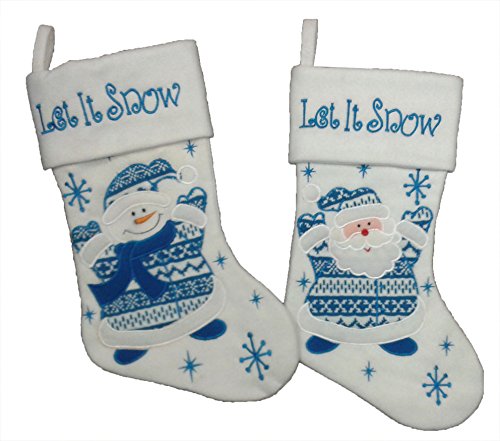 Botte de Noël à suspendre - Blanc - Let it snow