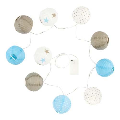 Guirlande lumineuse 10 boules LED taupe et bleu