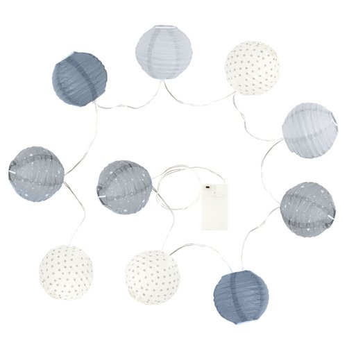Guirlande lumineuse 10 boules LED gris