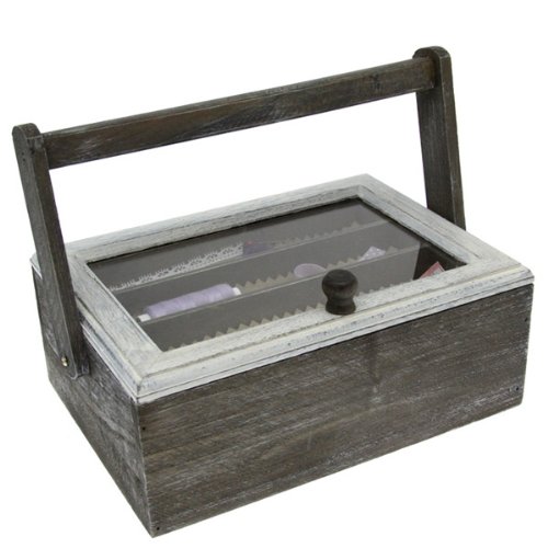 Boite à Couture en bois - Grise - Style Vintage