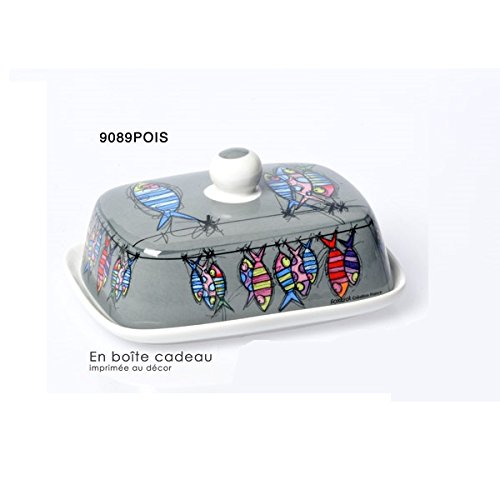 FoxTrot 9089POIS Beurrier Motif Poisson Porcela...