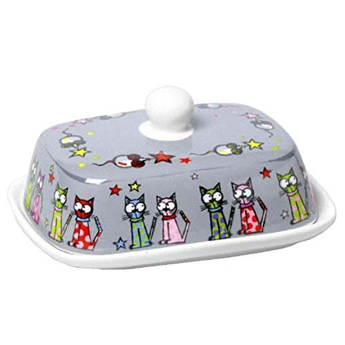 Boite à beurre en porcelaine Chat