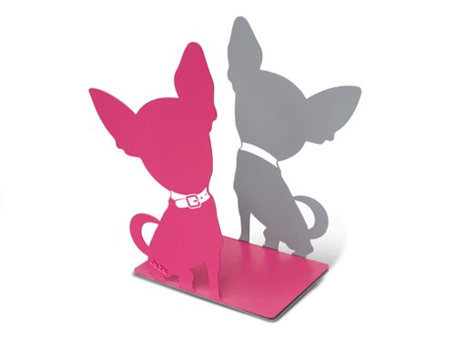 Serre Livres Chien Chihuahua en métal couleur r...