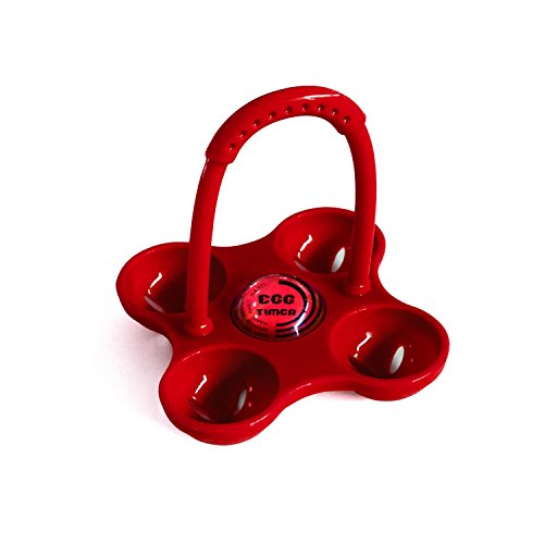 - cuiseur 4 oeufs silicone avec minuteur - rouge