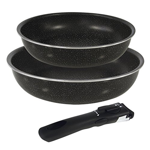 Cuisy Kc2130 poêle tsfx effet pierre 2 pièces avec manche amovible fonte d'aluminium 20/26 cm code EAN 3561869121307 