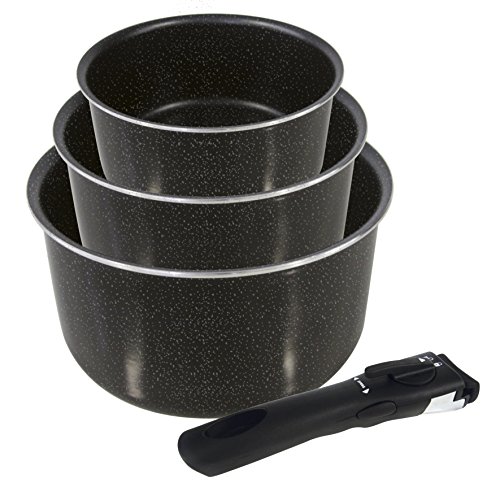 Cuisy Kc2131 casserole tsfx effet pierre 3 pièces avec manche amovible fonte d'aluminium 16/18/20 cm code EAN 3561869121314 