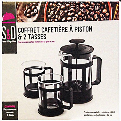 COFFRET CAFETIERE A PISTON 0.8 L + 2 TASSES CUI...