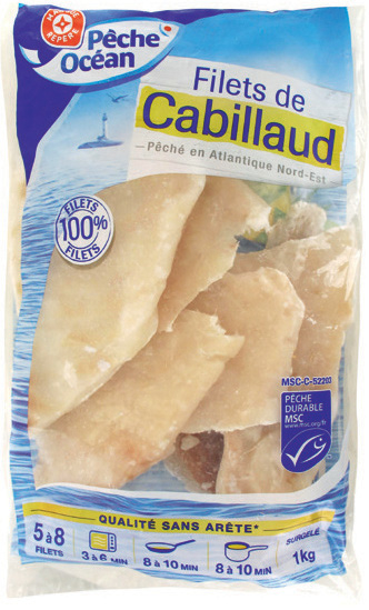 MR2 FILETS DE CABILLAUD SURGELÉS “PÊCHE OCÉAN” code EAN 3564700006528 